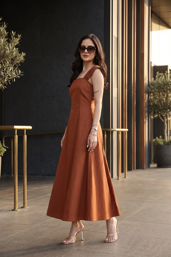 Rust_Cotton_Solid_A_Line_Maxi_Dress_For_Women