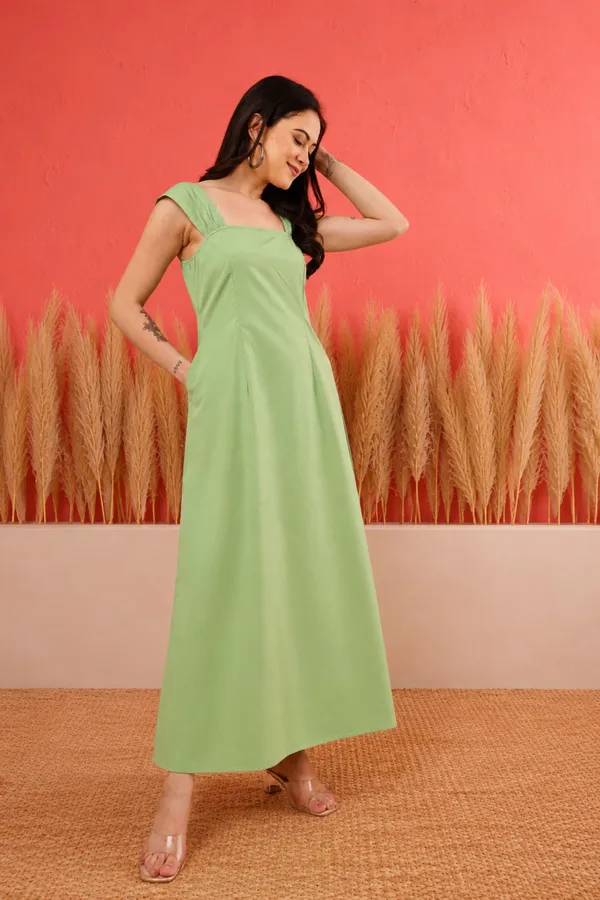 Green_Cotton_Sleeveless_A_Line_Dress_For_Women