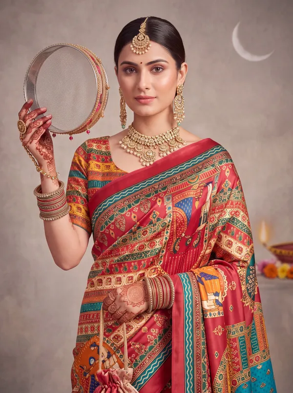 Multicolor_Chinon_Printed_Saree_for_Women