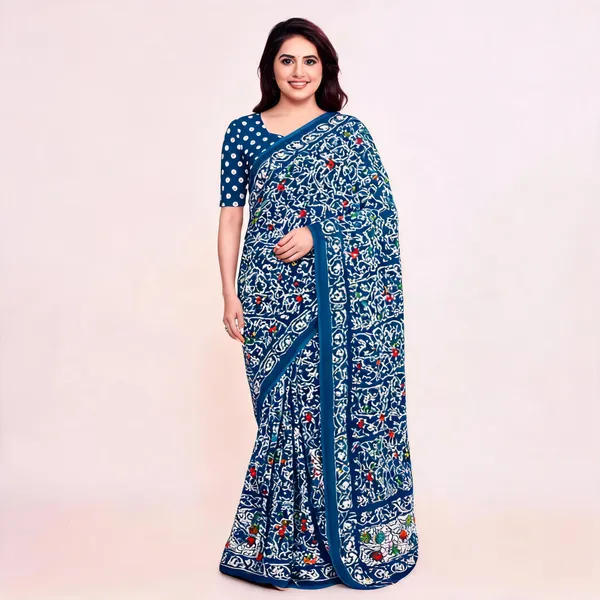 Blue_Printed_Saree_For_Women_Linen_Cotton_Pure_With_Velve_Edition