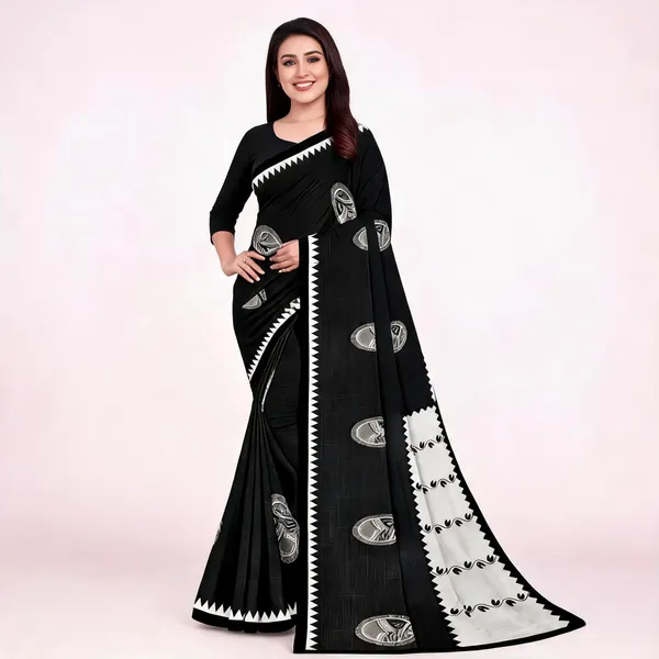 Black_Printed_Saree_For_Women_Linen_Cotton_Pure_With_Velve_Edition