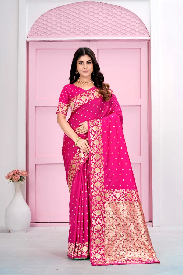 Gajri_Pink_Jacquard_Silk_Sarees