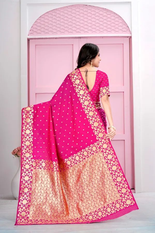 Gajri_Pink_Jacquard_Silk_Sarees