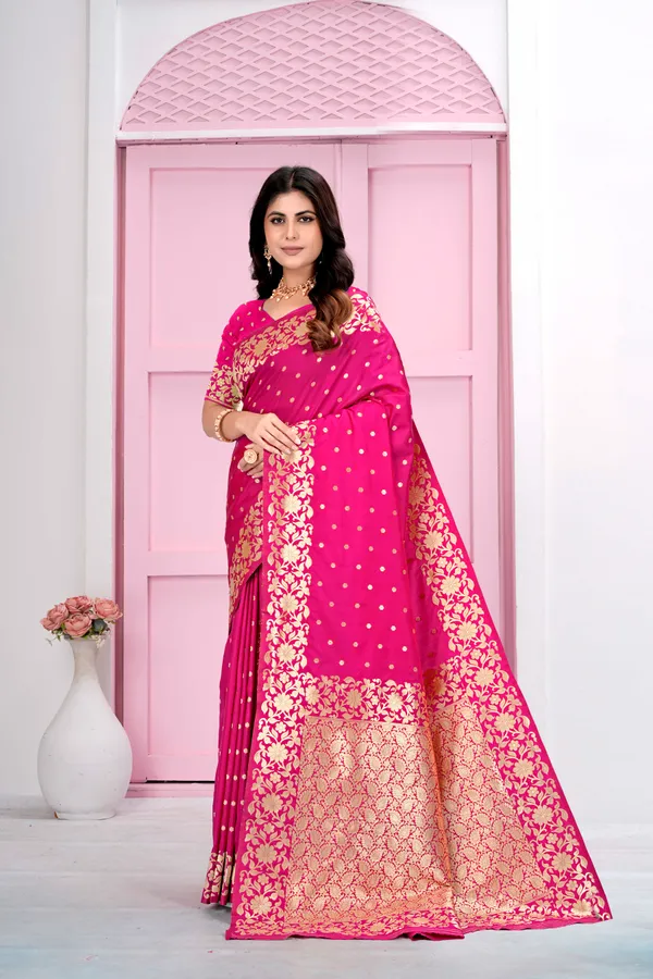 Gajri_Pink_Jacquard_Silk_Sarees