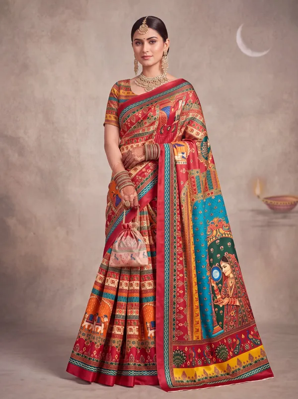 Multicolor_Chinon_Printed_Saree_for_Women