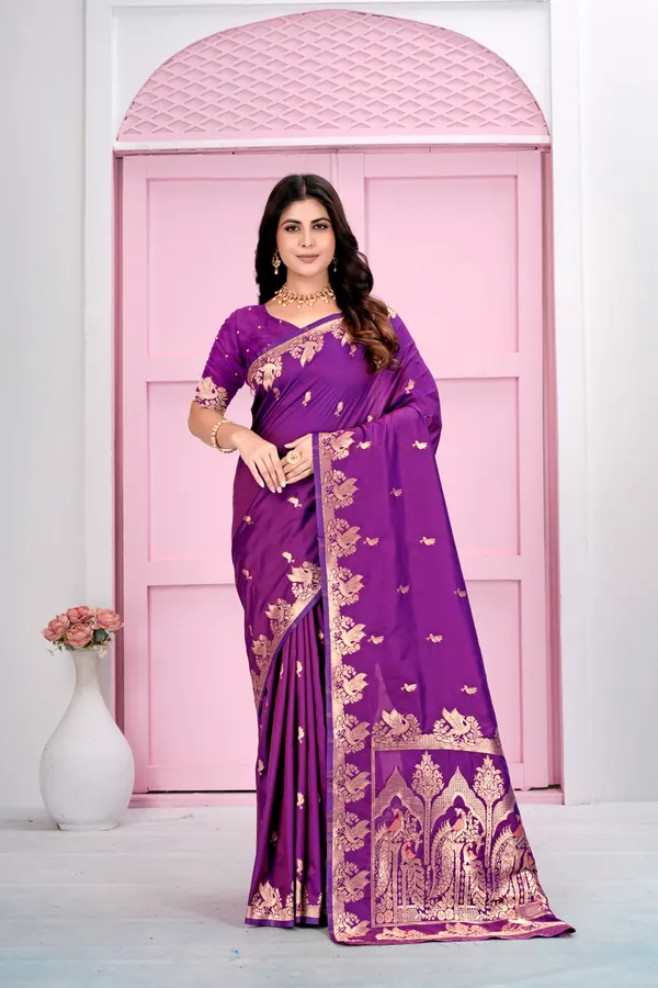 Purple_Jacquard_Silk_Saree