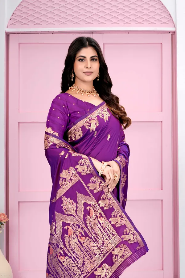 Purple_Jacquard_Silk_Saree