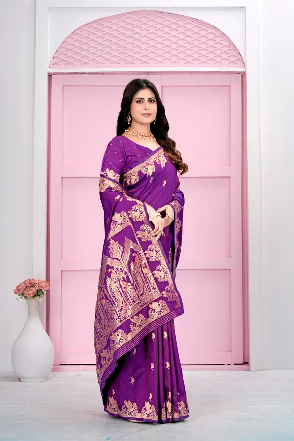 Purple_Jacquard_Silk_Saree