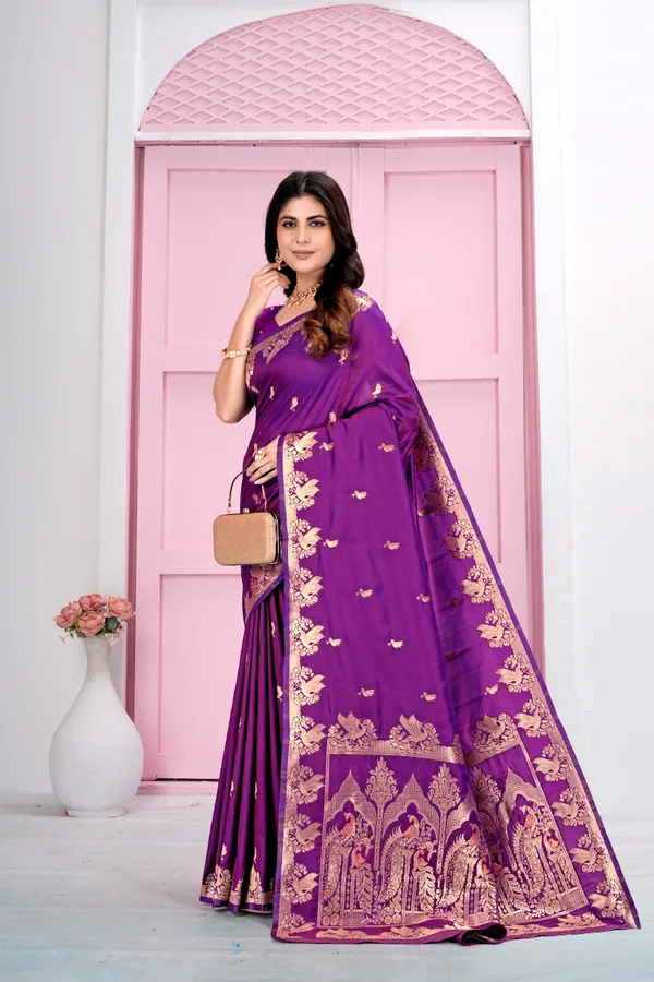 Purple_Jacquard_Silk_Saree