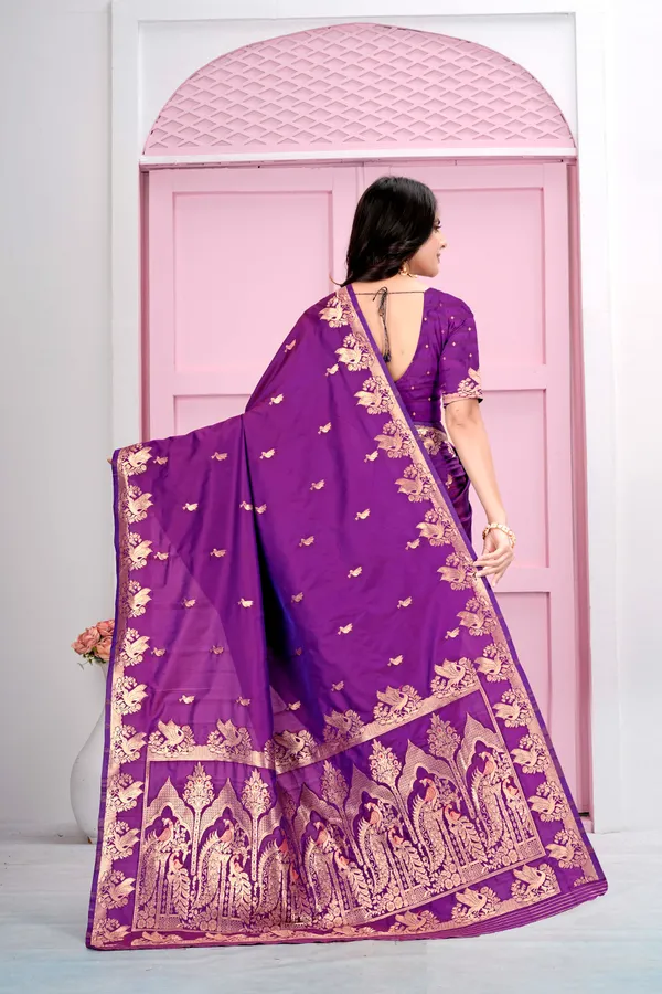 Purple_Jacquard_Silk_Saree