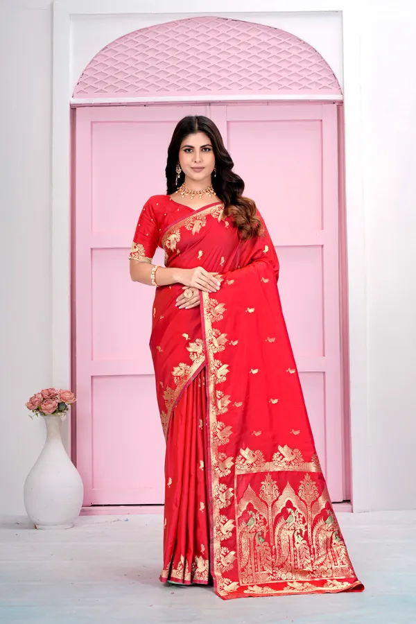 Red_Jacquard_Pure_Silk_Saree