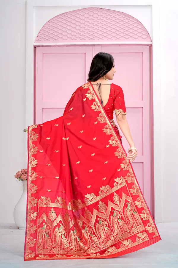 Red_Jacquard_Pure_Silk_Saree