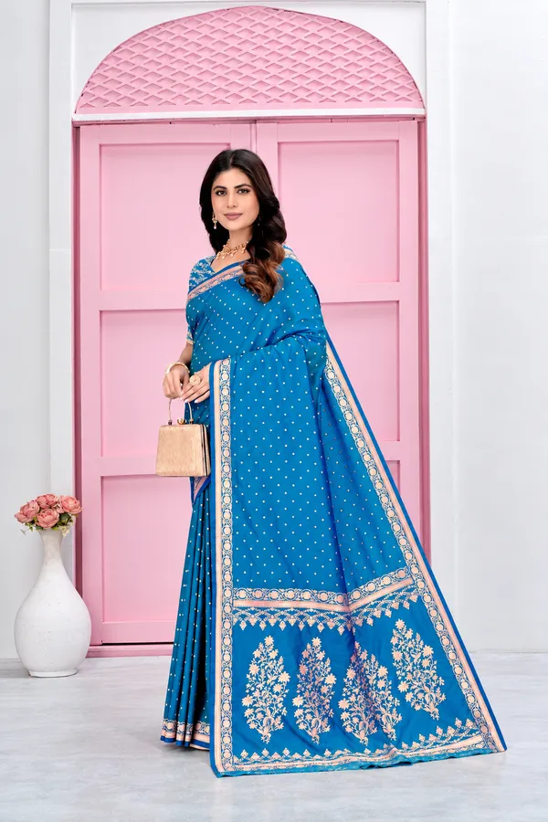 Sky_Blue_Jacquard_Sarees_For_Women_Pure_Silk
