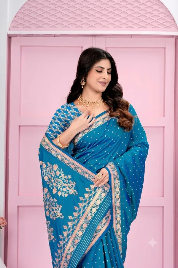 Sky_Blue_Jacquard_Sarees_For_Women_Pure_Silk