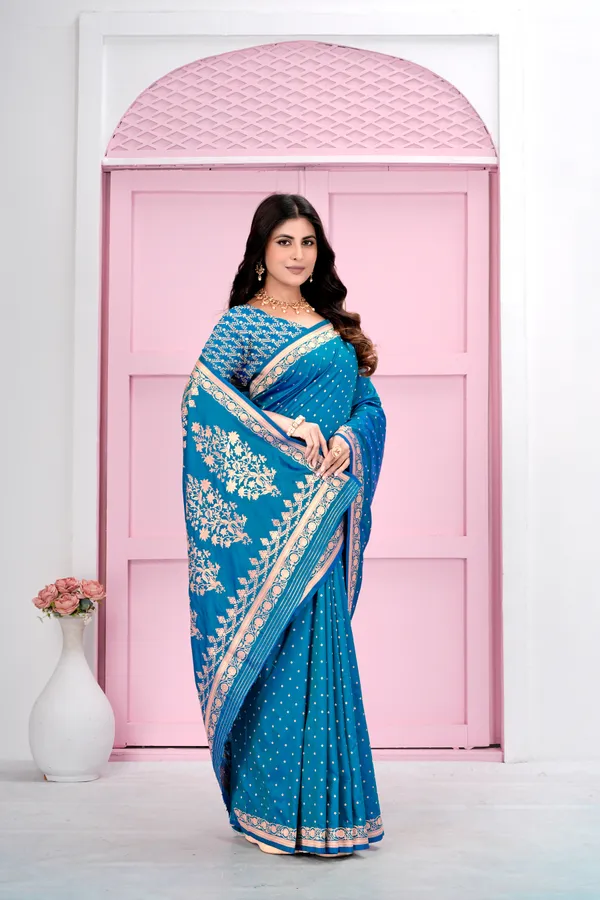 Sky_Blue_Jacquard_Sarees_For_Women_Pure_Silk