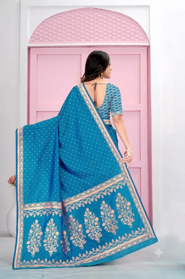 Sky_Blue_Jacquard_Sarees_For_Women_Pure_Silk