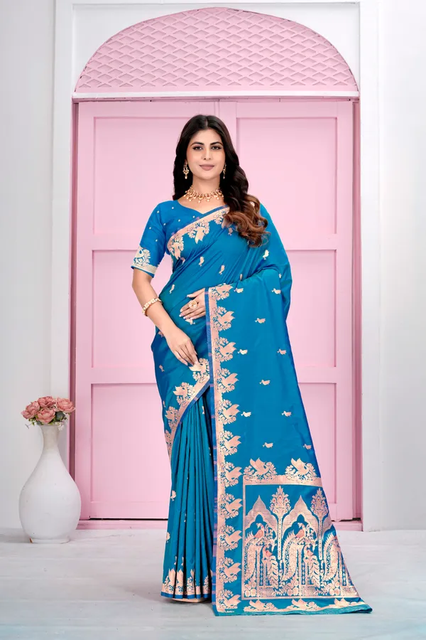 Sky_Blue_Jacquard_Silk_Sarees