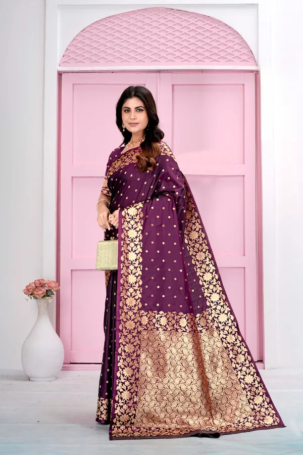 Wine_Jacquard_Silk_Sarees