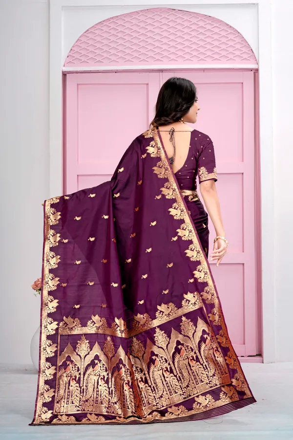Wine_Jacquard_Silk_Sarees