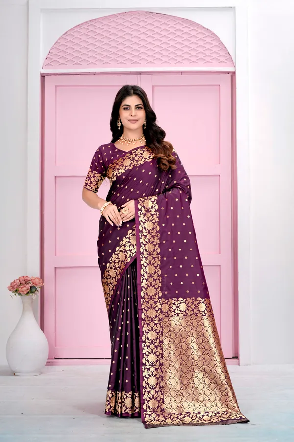 Wine_Jacquard_Silk_Sarees