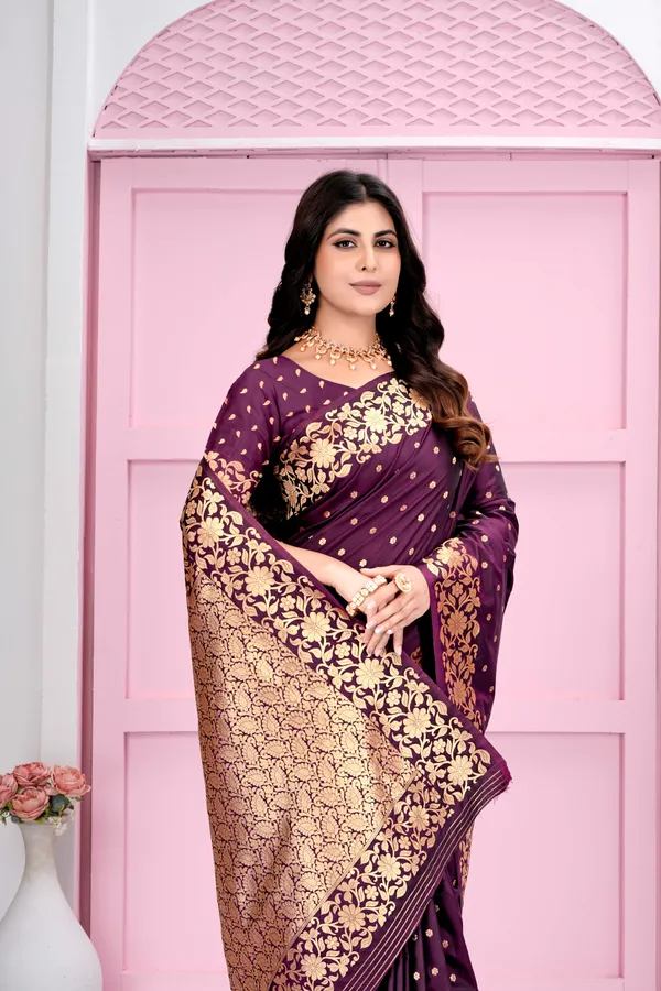 Wine_Jacquard_Silk_Sarees
