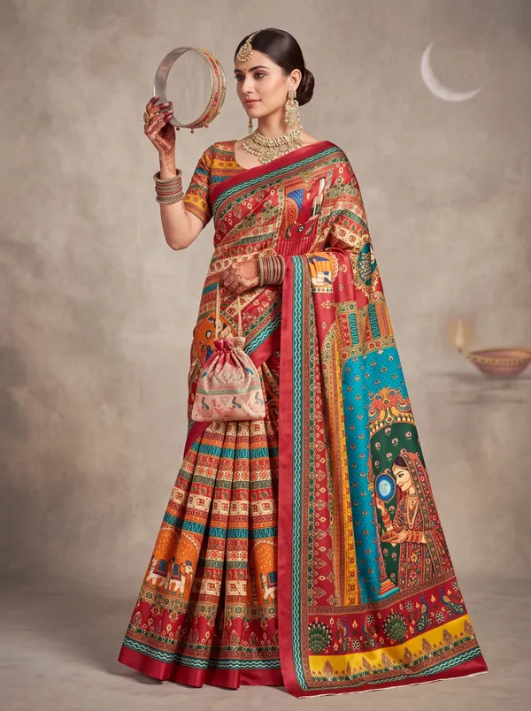 Multicolor_Chinon_Printed_Saree_for_Women