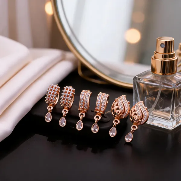 Rose_Gold_Brass_Crystal_Teardrop_Drop_Earrings_Set_For_Women