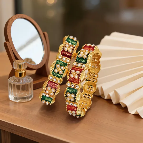 Gold_Tone_Brass_Pearl_Stone_Embellished_Bangle_For_Women