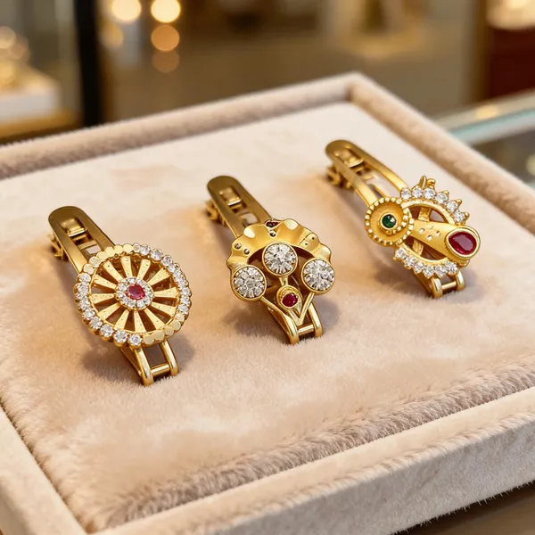 Gold_Tone_Brass_Floral_Peacock_Stone_Hair_Clips_Set_For_Women