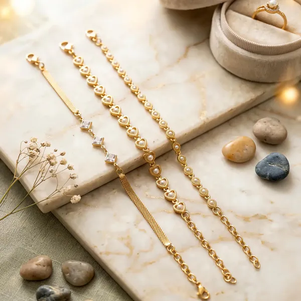Gold_Brass_Heart_Charm_Pearl_Bead_Bracelet_Set_For_Women