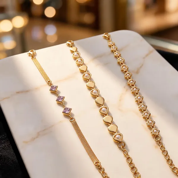 Gold_Brass_Mesh_Link_Chain_Bracelet_Set_For_Women