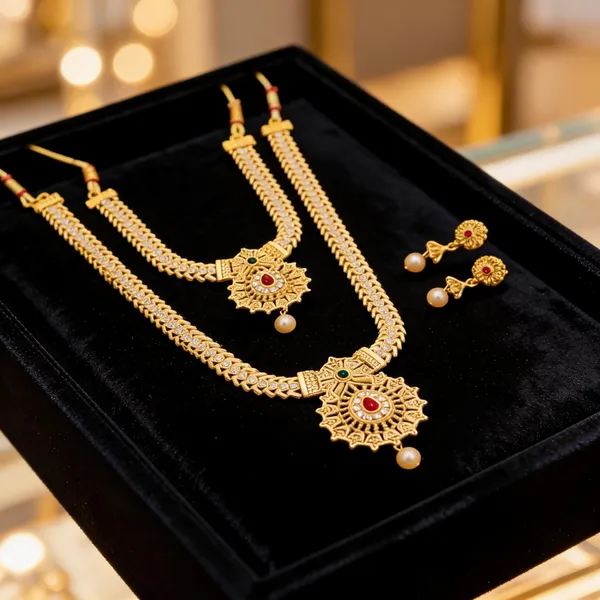Gold_Brass_Layered_Floral_Traditional_Necklace_Set_For_Women