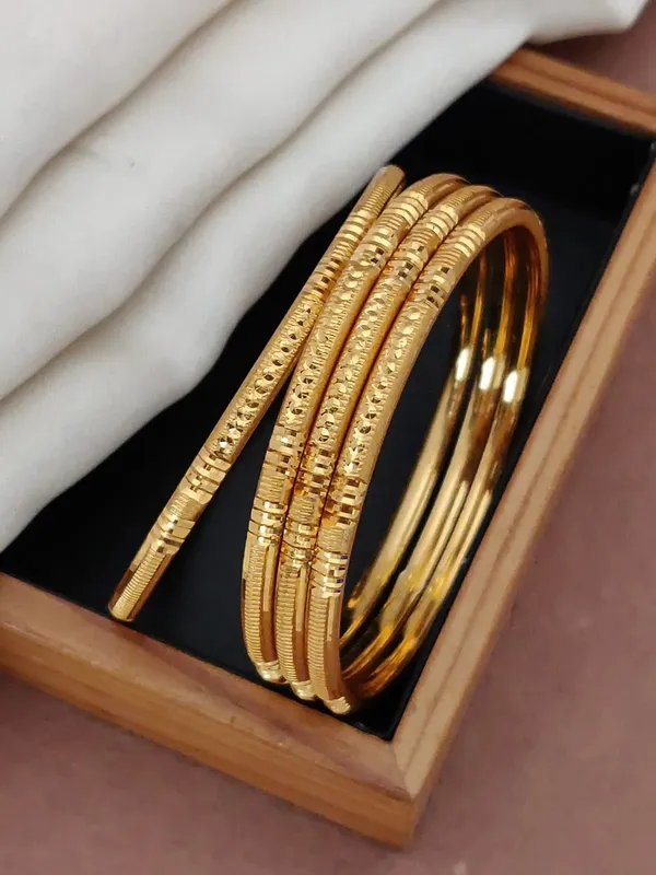 Gold_Tone_Textured_Bangle_Set_for_Women