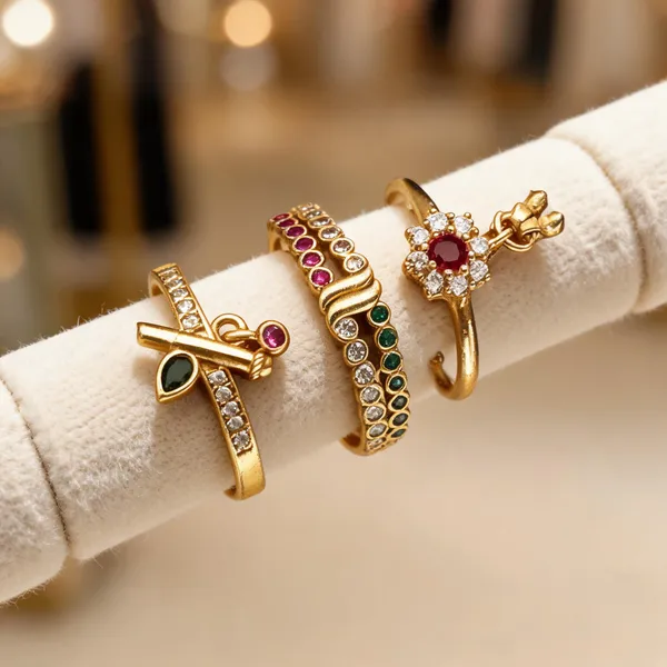 Gold_Brass_Multicolour_Stone_Ring_Set_For_Women