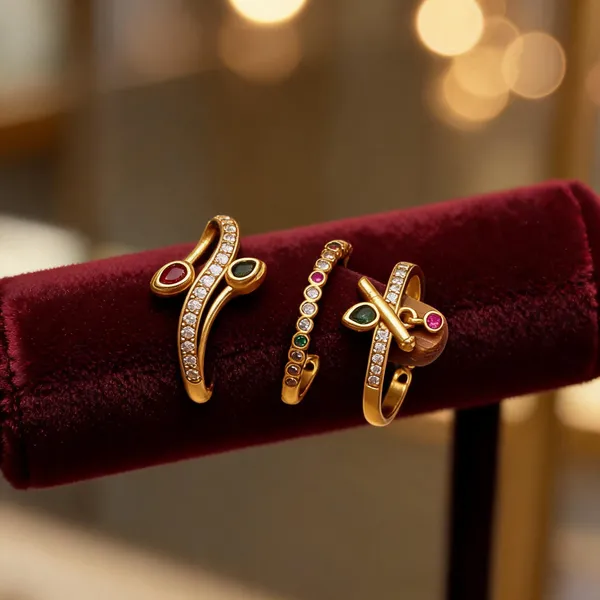Gold_Brass_Multicolour_Oval_Stone_Ring_Set_For_Women