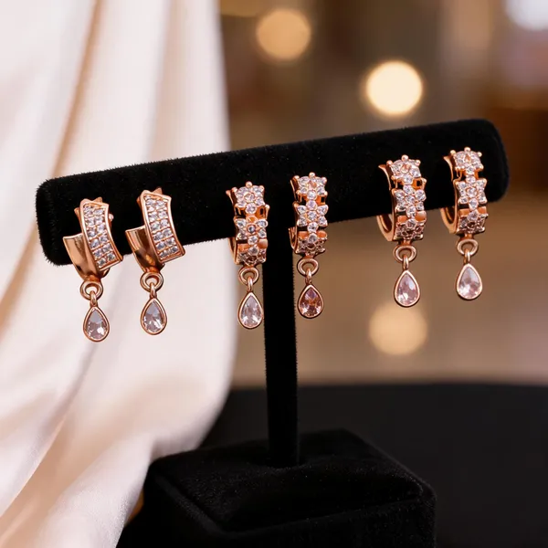 Rose_Gold_Brass_Stone_Studded_Curved_Hoop_Drop_Earrings_Set_For_Women