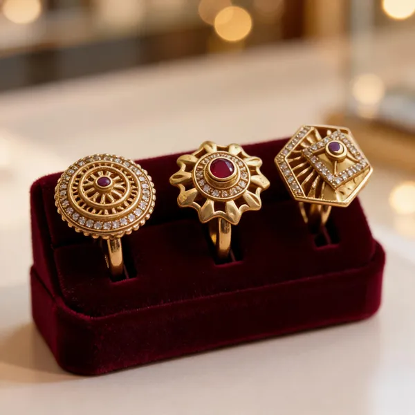 Gold_Brass_Statement_Stone_Ring_Set_For_Women