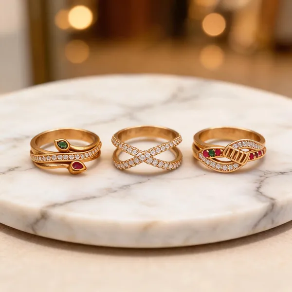 Gold_Brass_Stone_Detail_Band_Ring_Set_For_Women