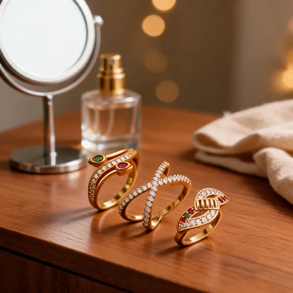 Gold_Brass_Stone_Detail_Band_Ring_Set_For_Women