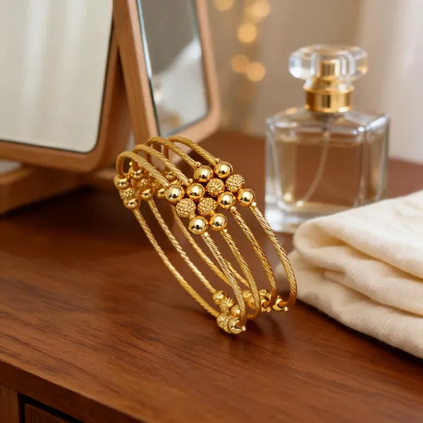 Gold_Brass_Multi_Strand_Beaded_Layered_Bracelet_For_Women