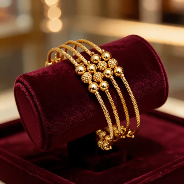 Gold_Brass_Multi_Strand_Beaded_Layered_Bracelet_For_Women