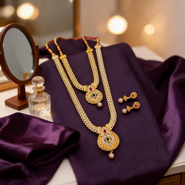 Gold_Brass_Traditional_Stone_Pearl_Drop_Necklace_Set_For_Women