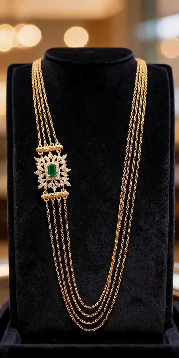 Gold_Tone_Brass_Layered_Green_Stone_Pendant_Necklace_For_Women