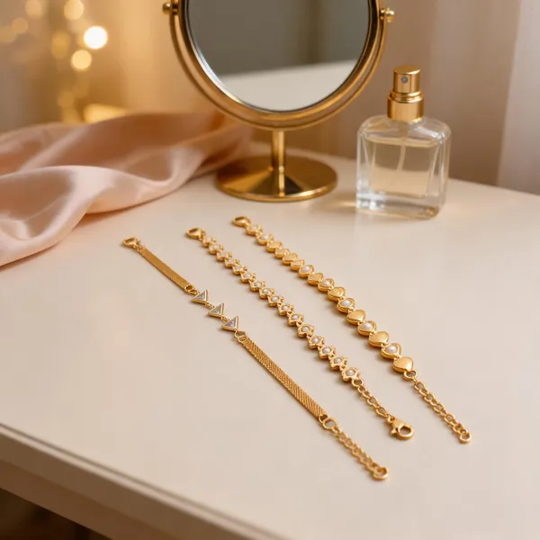 Gold_Brass_Floral_Mesh_Chain_Bracelet_Set_For_Women