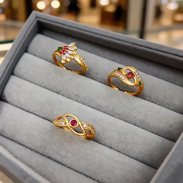 Gold_Brass_Floral_Infinity_Stone_Ring_Set_For_Women