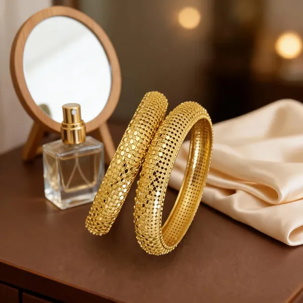 Gold_Brass_Perforated_Textured_Bangle