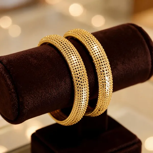 Gold_Brass_Perforated_Textured_Bangle