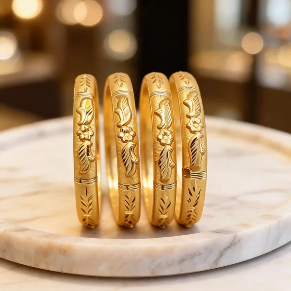 Gold_Brass_Floral_Engraved_Bangle_Set