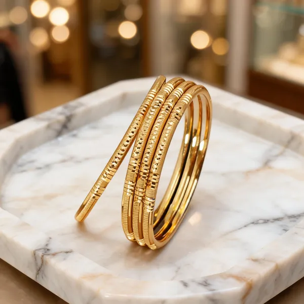 Gold_Brass_Textured_Slim_Bangle_Set