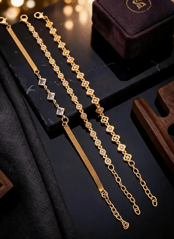 Gold_Brass_Floral_Embellished_Bracelet_Set_For_Women